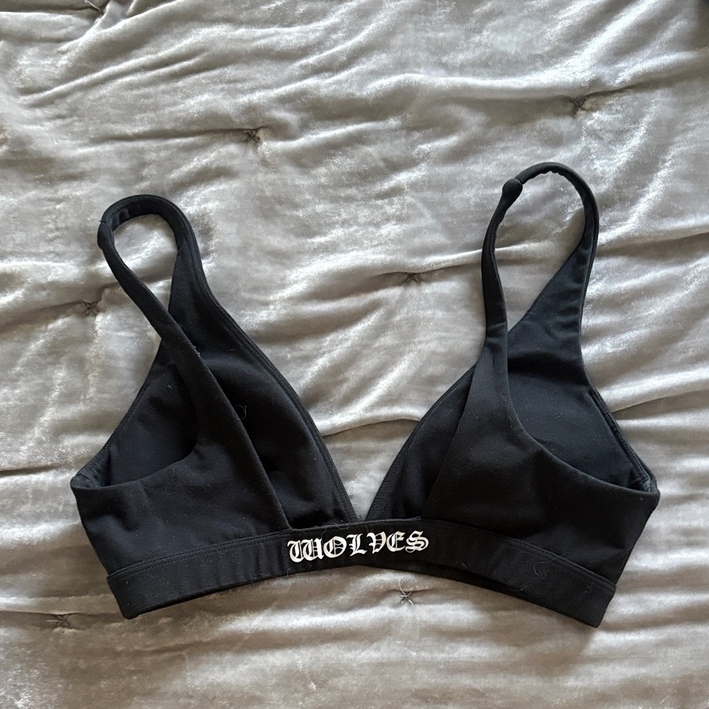 Darc Sport Black Bralette with 'WOLVES' Logo
